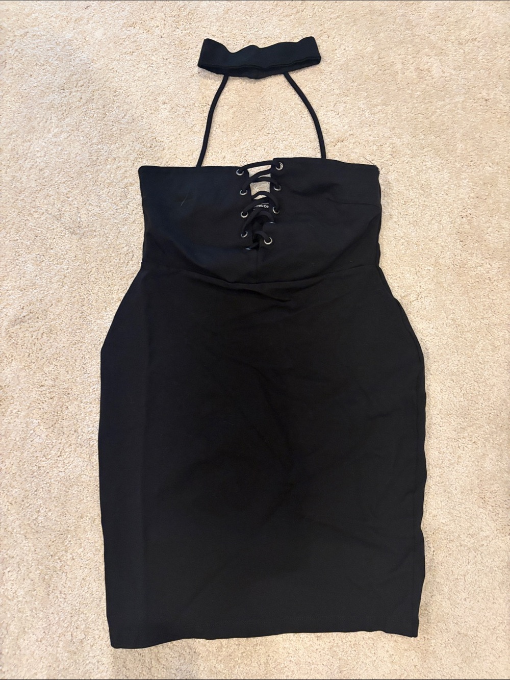 Lovely Day Black Strapless Lace-Up Bodycon Dress